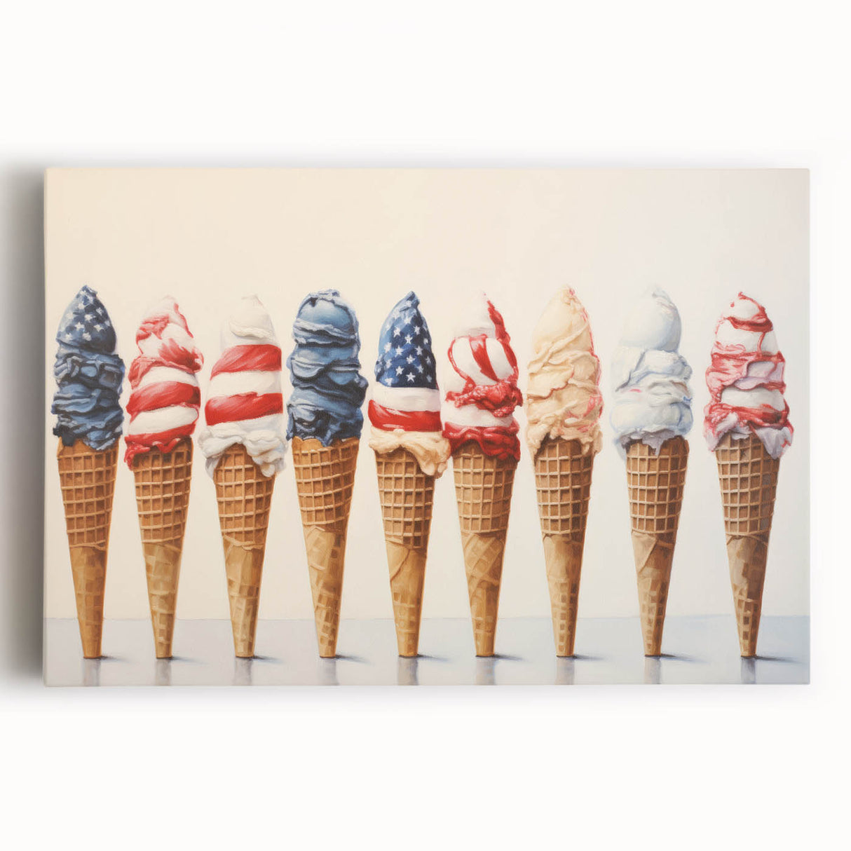 Red, White & Blue Ice Cream - Fourth of July Decorations Wall Art