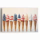 Red, White & Blue Ice Cream - Fourth of July Decorations Wall Art