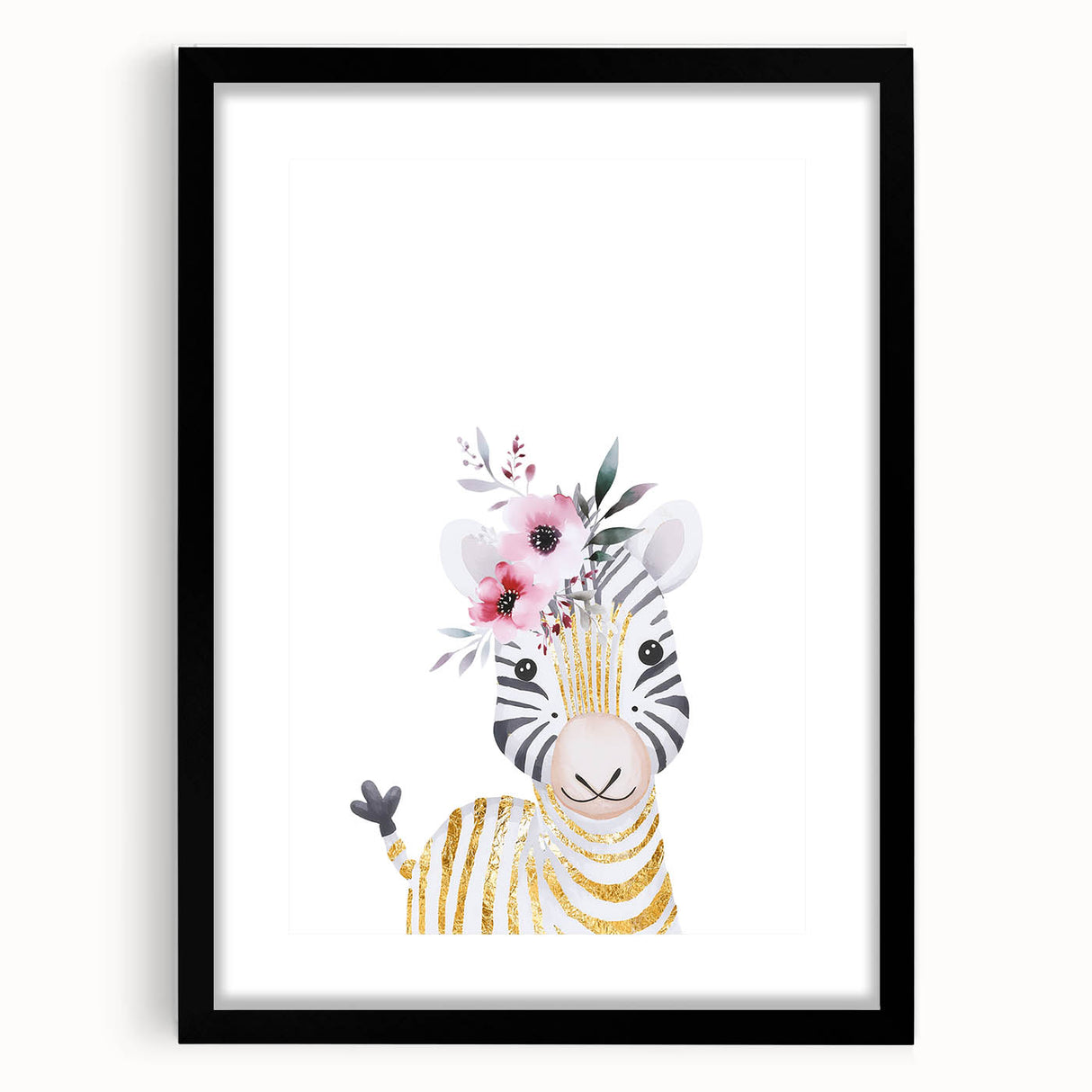 Floral Baby Zebra Girls Room Wall Art – Nursery Print