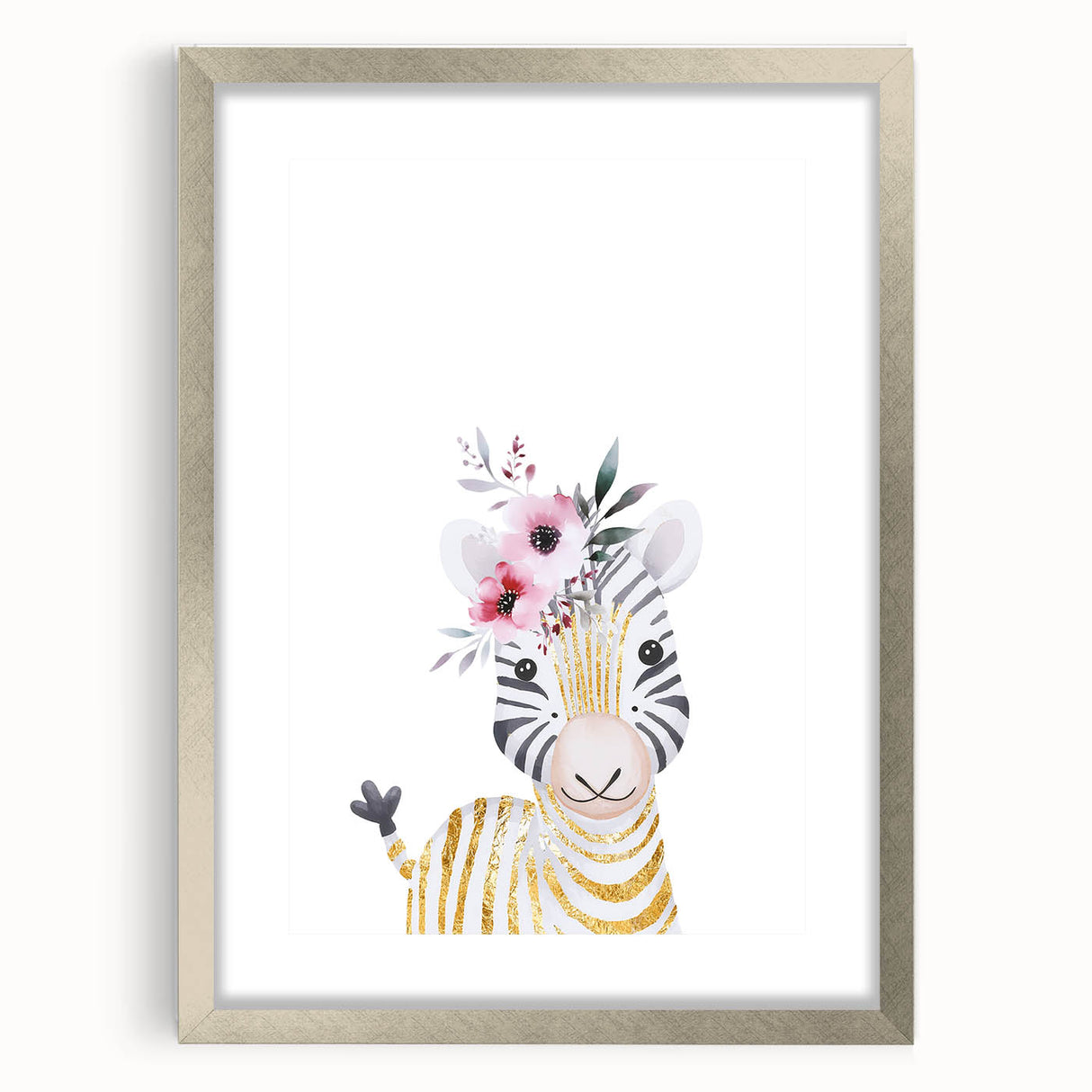 Floral Baby Zebra Girls Room Wall Art – Nursery Print