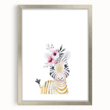 Floral Baby Zebra Girls Room Wall Art – Nursery Print