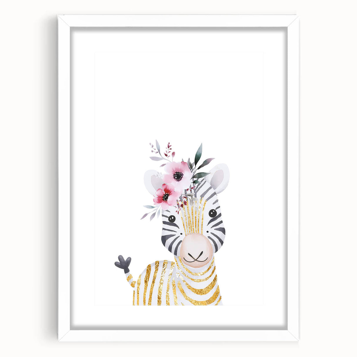 Floral Baby Zebra Girls Room Wall Art – Nursery Print