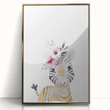 Floral Baby Zebra Girls Room Wall Art – Nursery Print