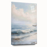 Acrylic glass artwork showcasing a vibrant landscape from a side view, featuring decorative pins for display. Ideal for modern decor enthusiasts seeking unique wall art.