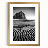 Framed landscape art print showcasing golden sand dunes at sunset, featuring a stylish mat and elegant gold frame, perfect for home decor enhancement.