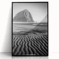 Framed acrylic art piece showcasing a stunning landscape of sand dunes, featuring soft beige and golden hues, perfect for modern home decor.