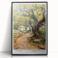 Large abstract wall art featuring swirling blues and yellows on a framed acrylic, ideal for modern living room decor.