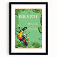 Brazil Retro Travel Poster | Tropical Paradise & Toucan Art