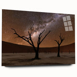 Large abstract wall art of Namibian scenery in muted earth tones on acrylic glass, suitable for bedroom or dining room decor.
