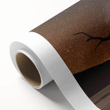 Art deco poster of a Namibian landscape in muted earth tones on rolled canvas, ideal for nursery wall art.
