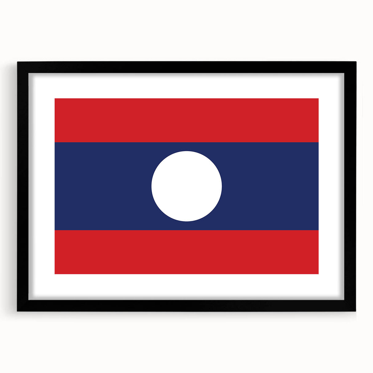 Extra large abstract art print depicting vibrant, colorful scenery of Laos on a textured canvas, framed in black.