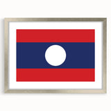 Textured abstract art print depicting a Laos scenery in muted earth tones on a framed silver mat, ideal for bedroom art.