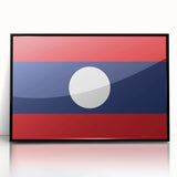 Large abstract wall art featuring a Laos scenery in muted earth tones on a framed acrylic.