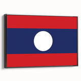 Black and white framed canvas of a Laos landscape, ideal for bedroom wall art with a vintage poster style.