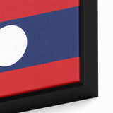 Extra large framed canvas depicting a textured, colorful Asian landscape in predominantly black tones.