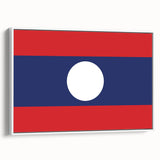 Vintage poster art of a Laos scenery on a framed canvas, featuring colorful art in extra large size.
