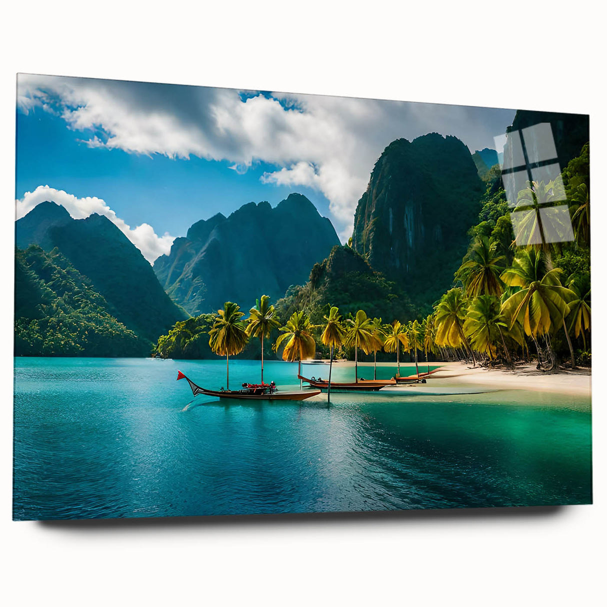 Large abstract wall art of a Philippine landscape in muted earth tones on acrylic glass.