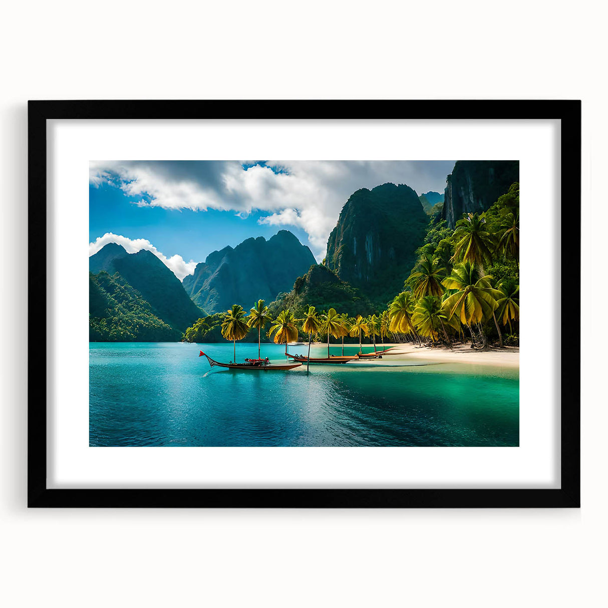 Extra large abstract art print featuring a vibrant, colorful Philippine scenery on a textured canvas.