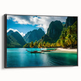 Black and white framed canvas featuring a vintage-style Philippine landscape, ideal for bedroom wall art.