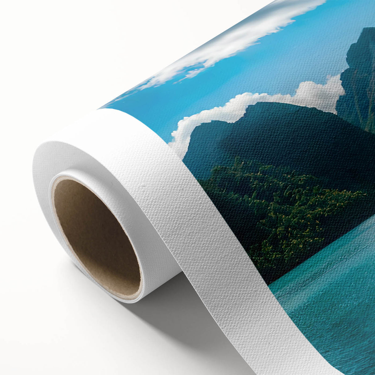 Art deco poster of a Philippine landscape in pastel shades on rolled canvas, ideal for nursery wall art.
