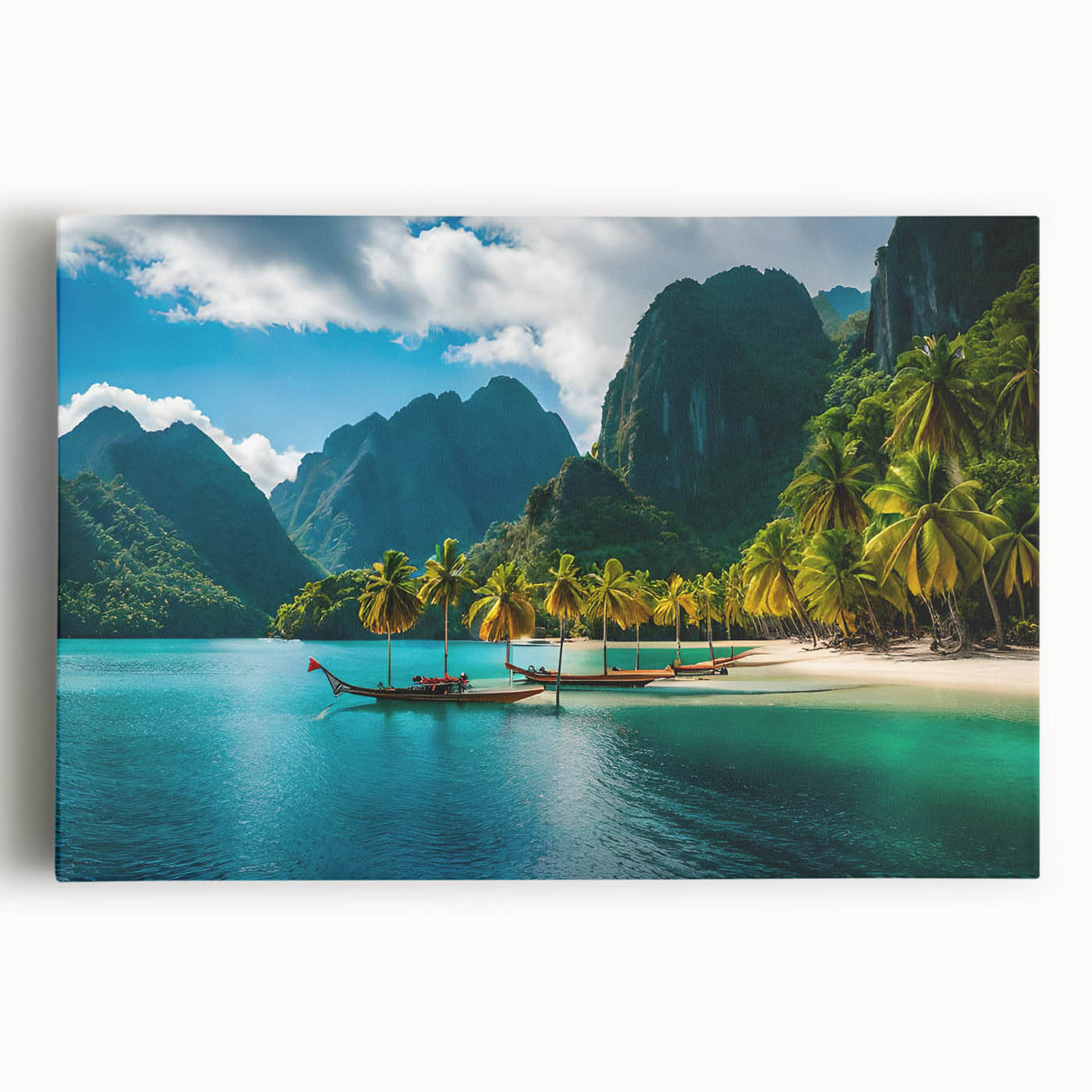Large black and white stretched canvas featuring a serene Philippine landscape, ideal for kitchen wall art.