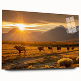 Large abstract wall art depicting Yukon scenery in muted earth tones on acrylic glass.
