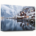 Acrylic print of a European landscape in muted green and blue tones, ideal for dining room decor.