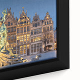 Extra large black wall art featuring a textured, colorful European scenery on a framed canvas, ideal for living room decor.