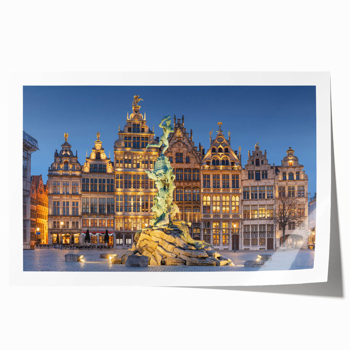 Rolled print of a European scenery with floral elements in muted earth tones, ideal for art wall dining room.