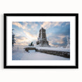 Extra large abstract art print of colorful European scenery on textured canvas, framed in black, ideal for living room decor.