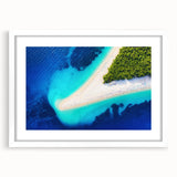 Textured abstract art print of a European Croatian landscape in muted earth tones, framed with a white mat.