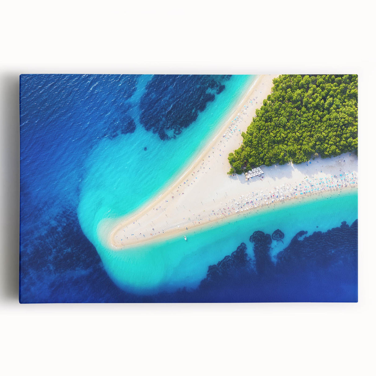 Black and white photo of a European coastal town on stretched canvas, ideal for kitchen wall art.