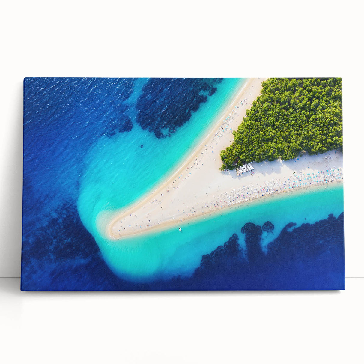 Black and white photo of a scenic Croatian landscape on large stretched canvas, ideal for kitchen wall art.