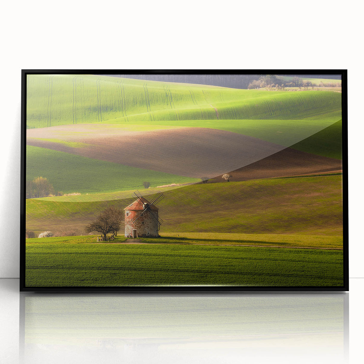 Large abstract wall art featuring a Czech Republic scenery in black and white tones on a framed acrylic.