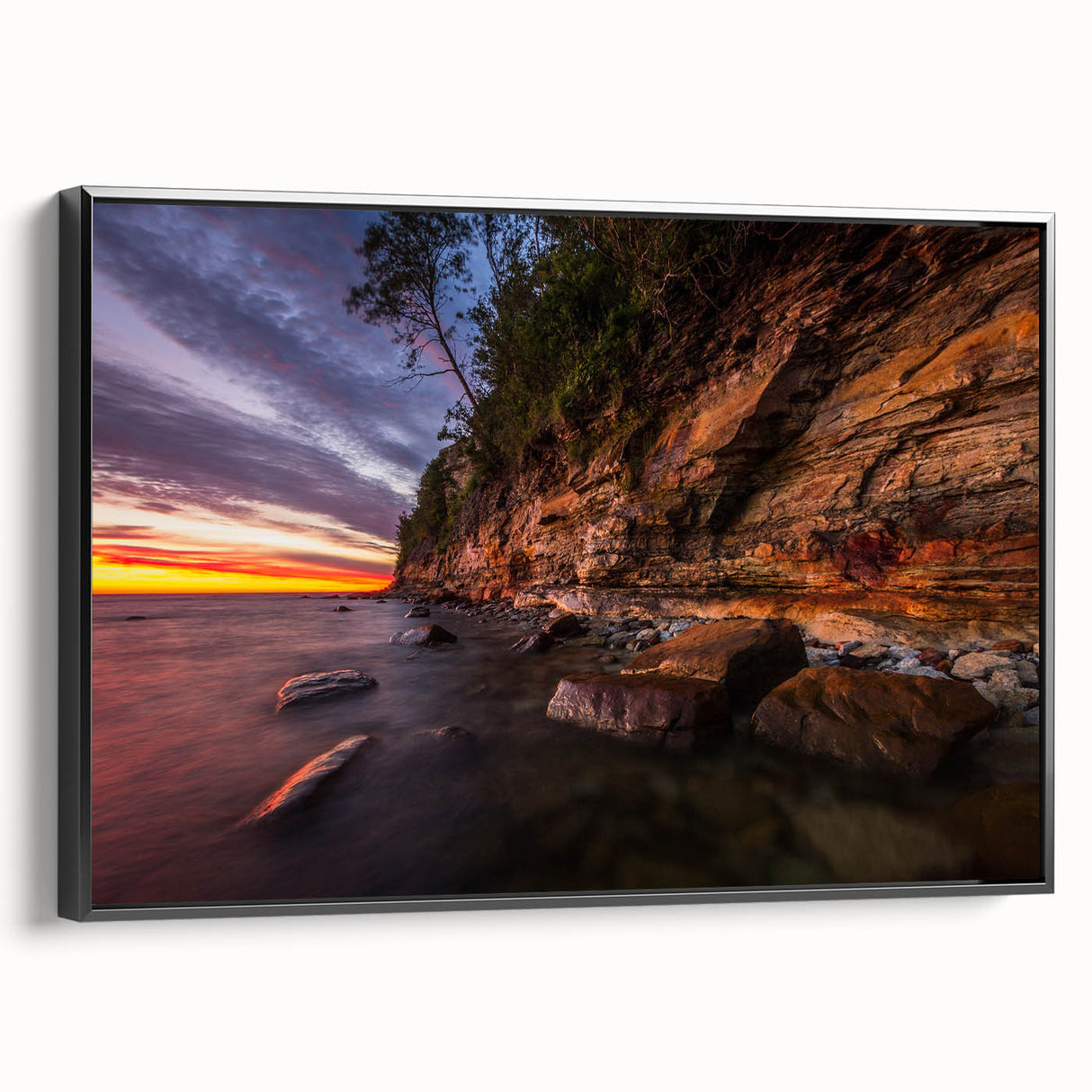 Black and white framed canvas of a vintage European landscape, ideal for bedroom decor.