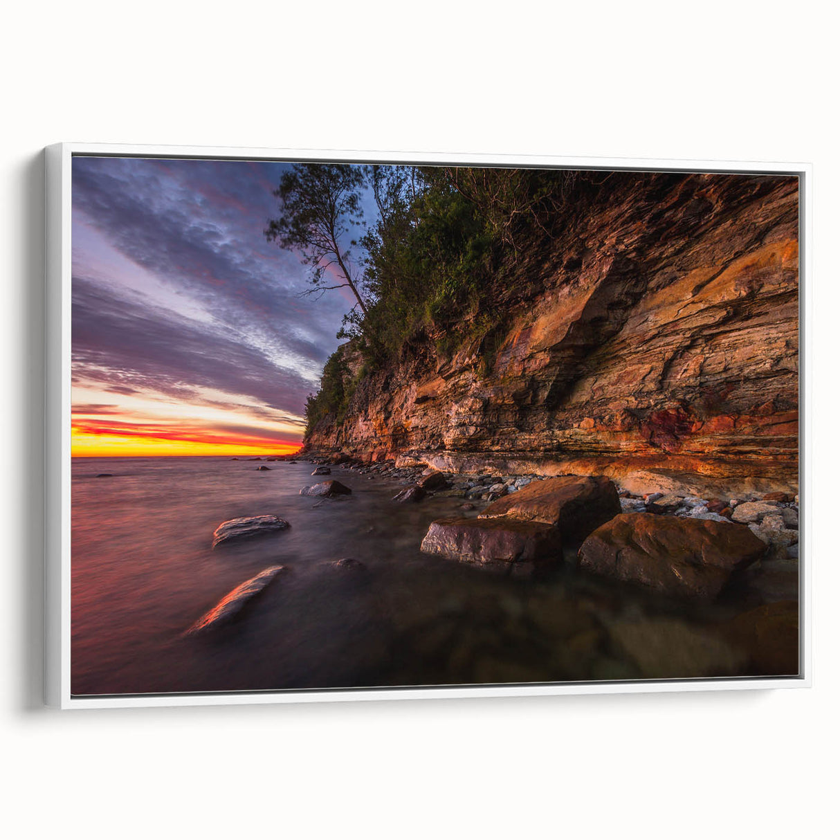 Vintage poster art of a scenic Finland landscape in colorful hues on extra large framed canvas, ideal for living room decor.