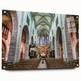 Acrylic glass print of French Alps scenery, featuring cool blue and white tones, ideal for dining room art.