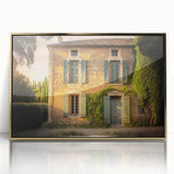 Art deco poster of a Southern France scenery in gold tones on acrylic, ideal for modern art wall decor.