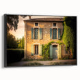 Black and white vintage poster art of a French landscape on framed canvas, suitable for bedroom decor.