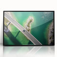 Large abstract wall art depicting a Bavarian landscape in muted earth tones on a black framed acrylic.