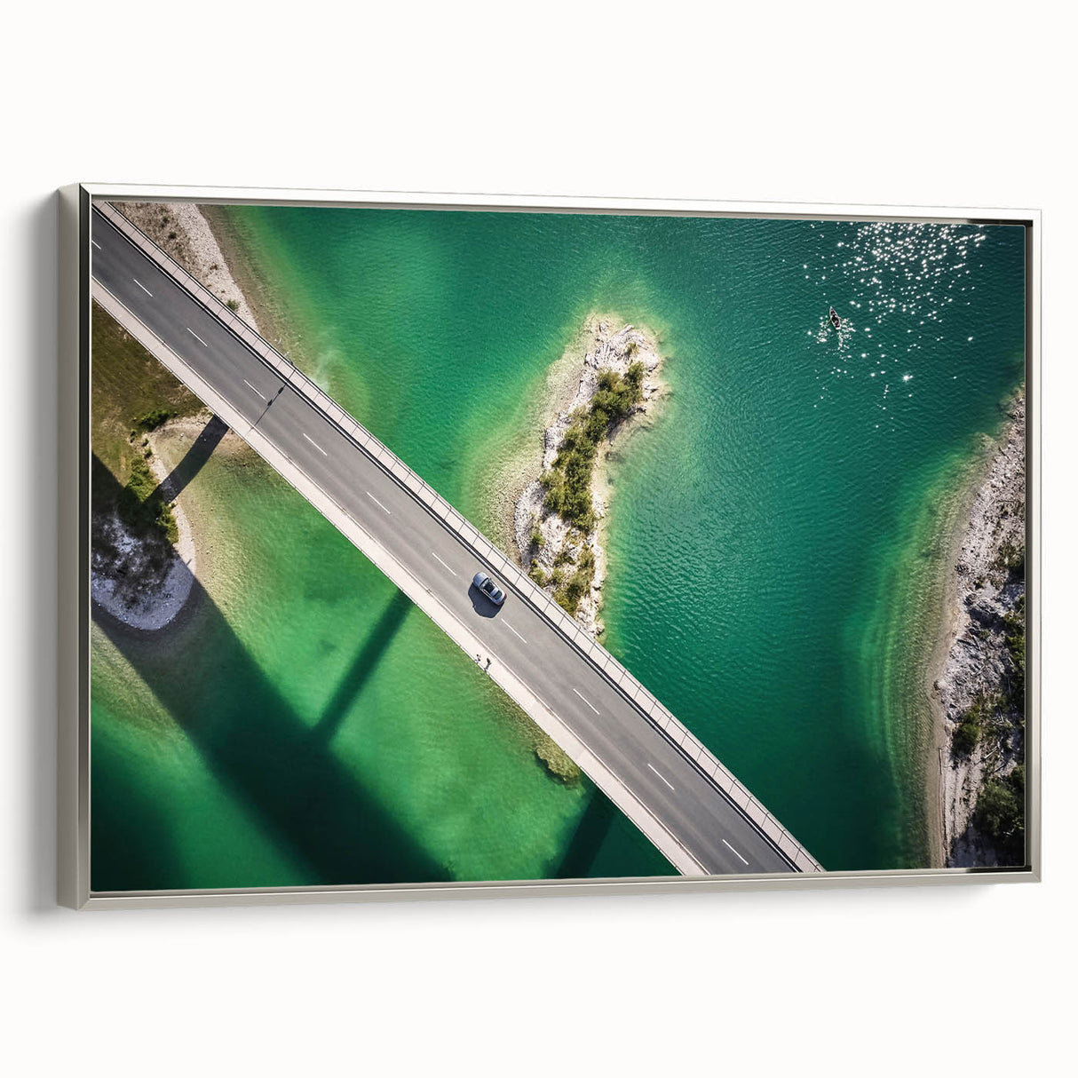 Landscape art painting of Bavarian scenery on framed canvas, featuring muted earth tones and vintage poster style.