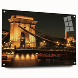 Acrylic print of a large abstract depiction of a European scenery, ideal for dining room or bedroom wall art.