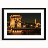 Extra large abstract art print of a colorful European scenery in a black frame, ideal for living room decor.