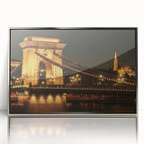 Large art print of a European scenery in Hungary, featuring muted earth tones on a framed acrylic.