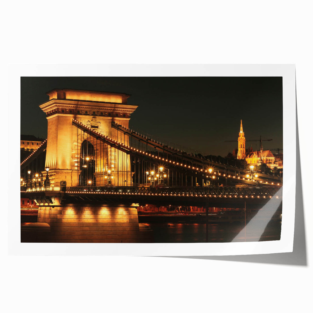 Rolled print of a European Hungarian scenery with floral elements in soft color tones, suitable for dining room wall art.