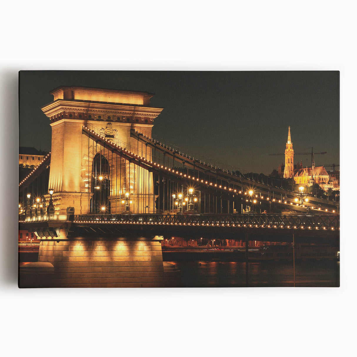 Black and white stretched canvas of a European cityscape, ideal for kitchen wall art or bedroom ambiance.