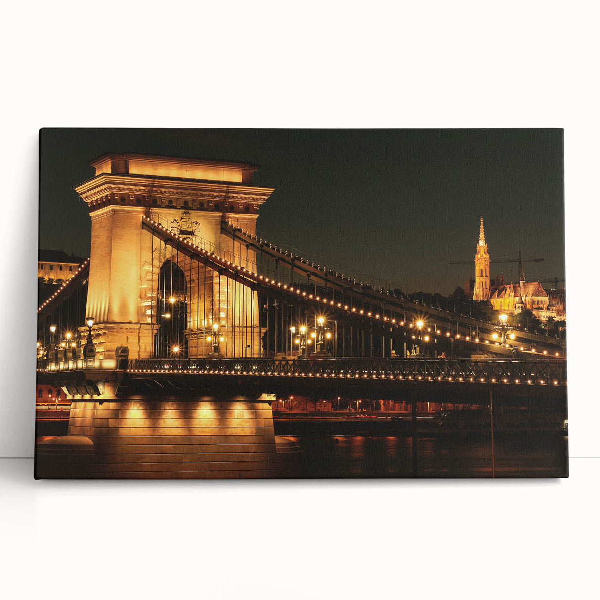 Black and white photograph of a European cityscape on a large stretched canvas, suitable for kitchen wall art.