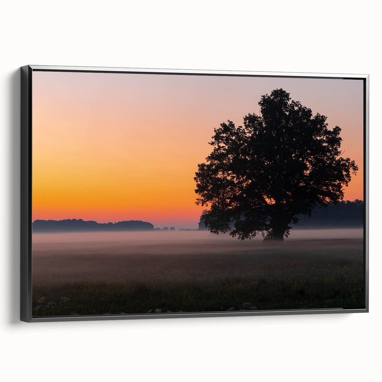 Black and white framed canvas of a vintage European landscape, ideal for bedroom wall art.