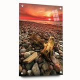 Acrylic print of a large abstract depiction of a European scenery in muted earth tones, ideal for dining room decor.