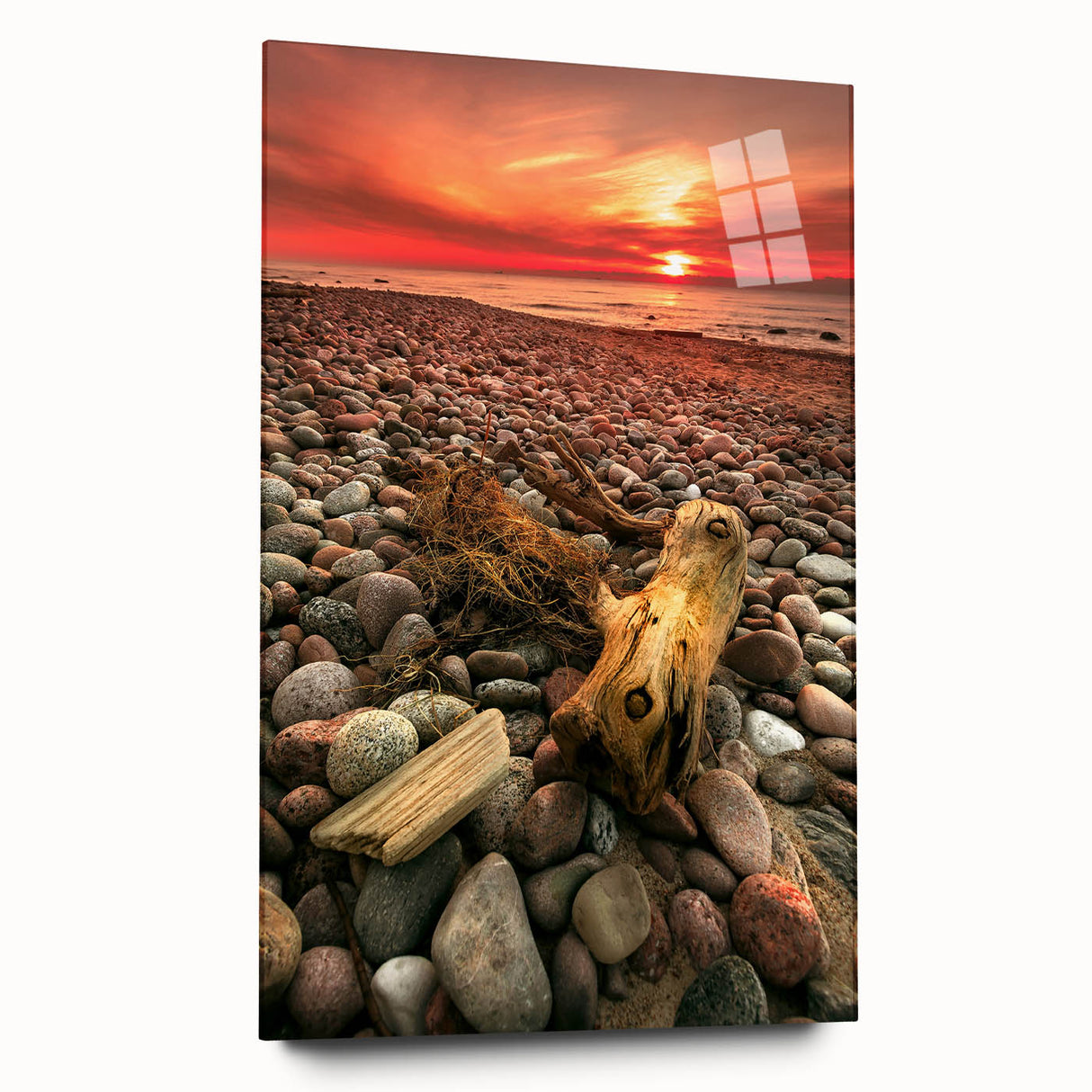 Large abstract wall art of a European scenery in Lithuania, depicted in muted earth tones on acrylic glass.